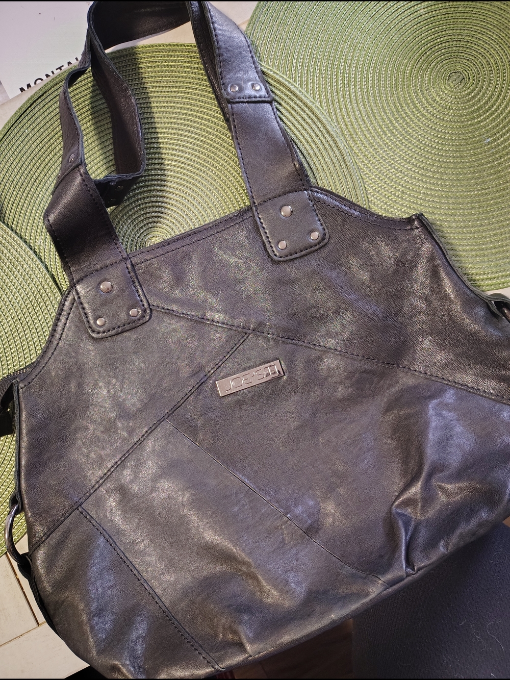 Joe's Jeans Black Messenger Tote Bag